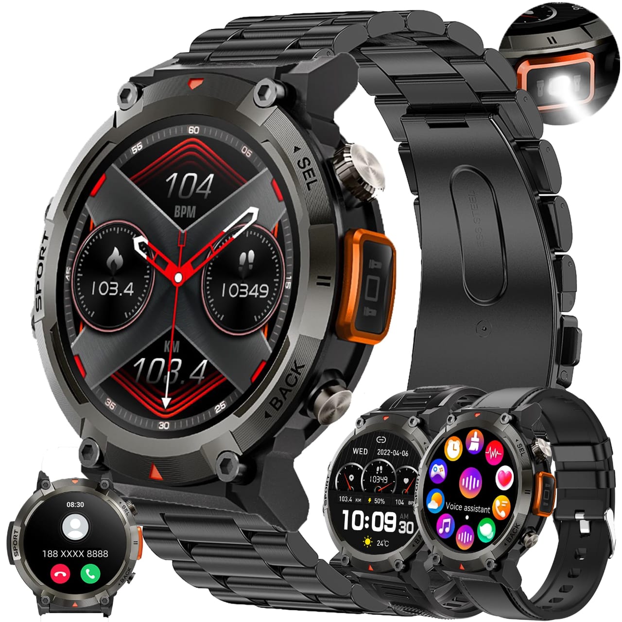 Reloj Inteligente Militar - Resistente al Agua y Golpes